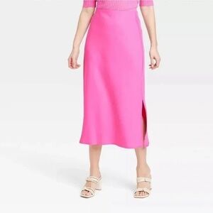 NWT A New Day pink midi skirt with slit Large